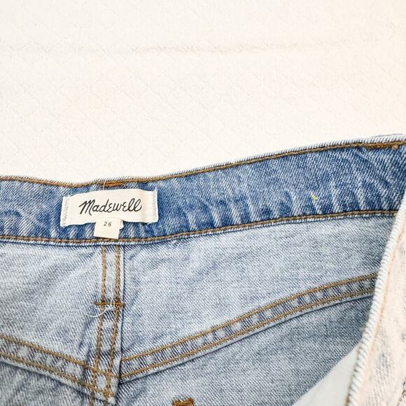 Madewell Light Wash Denim Skirt Assymetric Front Slit Design Size 26 - Picture 3 of 4